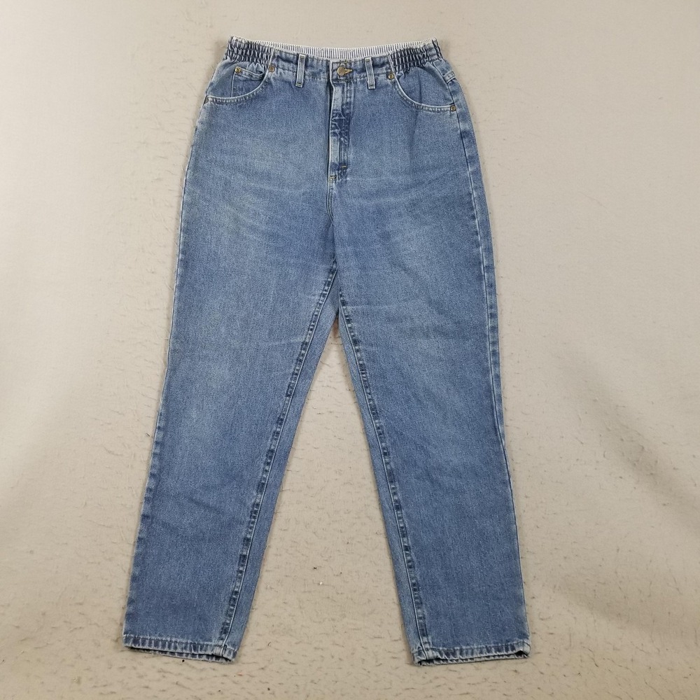 L.L. Bean Jeans Womens 14R Blue High‎ Rise Relaxed Tapered Comfort Waist Denim